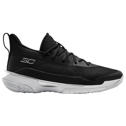 Boys' Grade School - Under Armour Curry 7 - Black/White/Metallic Silver