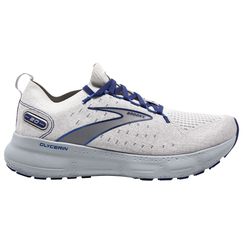 Shop Brooks Mens  Glycerin Stealthfit 20 In Oyster/alloy/blue