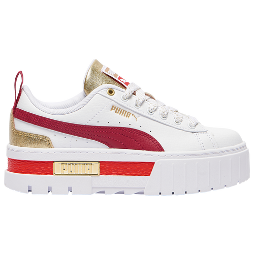 

PUMA Girls PUMA Mayze - Girls' Grade School Basketball Shoes White/Red/Gold Size 06.5