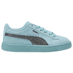 Girls' Preschool - PUMA Suede Aurora - Grey/Navy/Multi