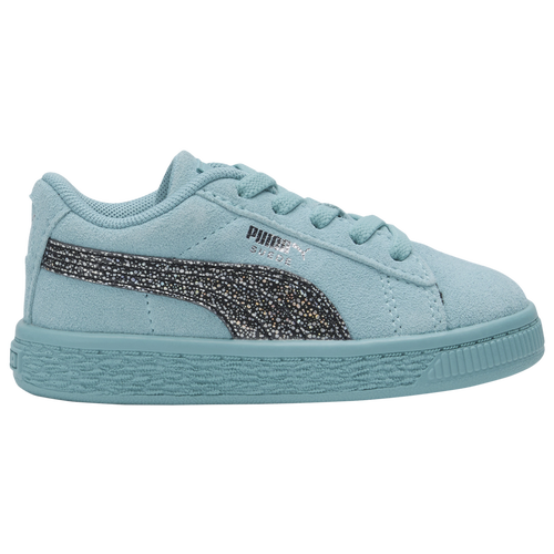 

Girls PUMA PUMA Suede Aurora - Girls' Toddler Basketball Shoe Grey/Navy/Multi Size 05.0