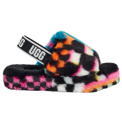 Girls' Grade School - UGG Fluff Yeah Slides - Black/Multi