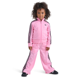 Boys' Preschool - adidas Firebird Jacket Wide Leg Pants Set  - Black/Pink