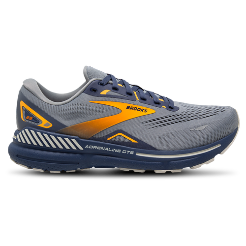 Shop Brooks Mens  Adrenaline Gts 23 In Grey/crown Blue/orange