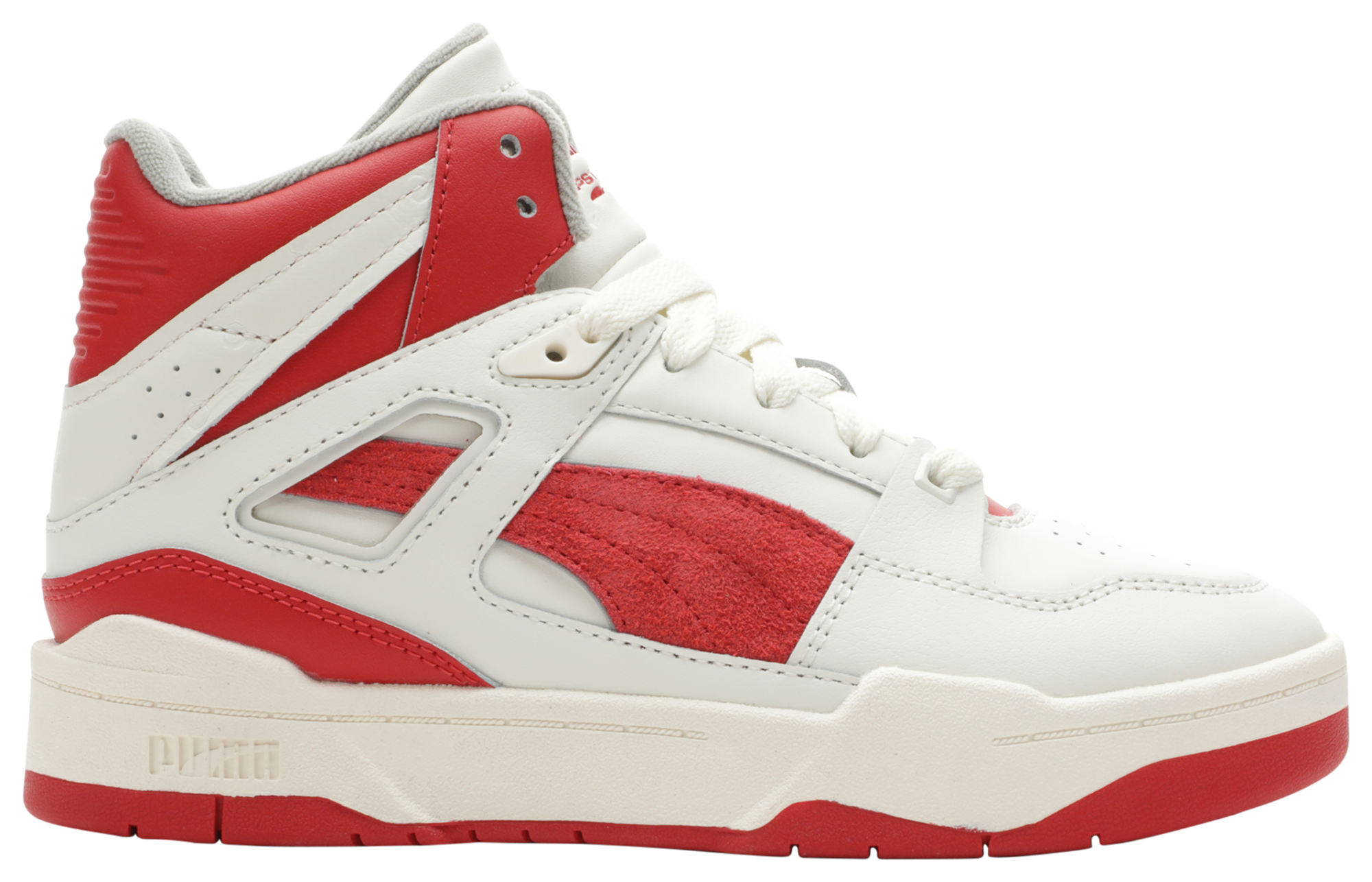 Red and white high top pumas on sale