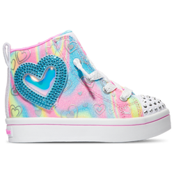 Girls' Toddler - Skechers Rhinestone & Holographic Heart Lace Up High - Multi