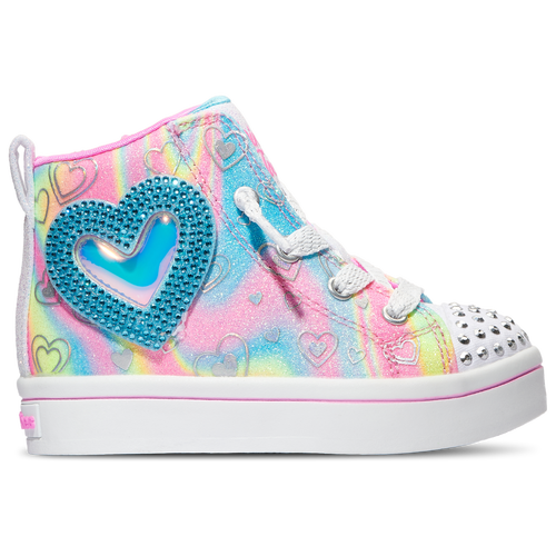 

Girls Skechers Skechers Rhinestone & Holographic Heart Lace Up High - Girls' Toddler Shoe Multi Size 05.0