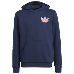 Boys' Grade School - adidas Dino Pullover Hoodie  - Navy/Pink