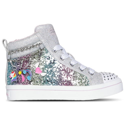 

Girls Preschool Skechers Skechers Twinkle Charms Removable Bracelets Lighted High - Girls' Preschool Shoe Silver/Multi Size 12.0