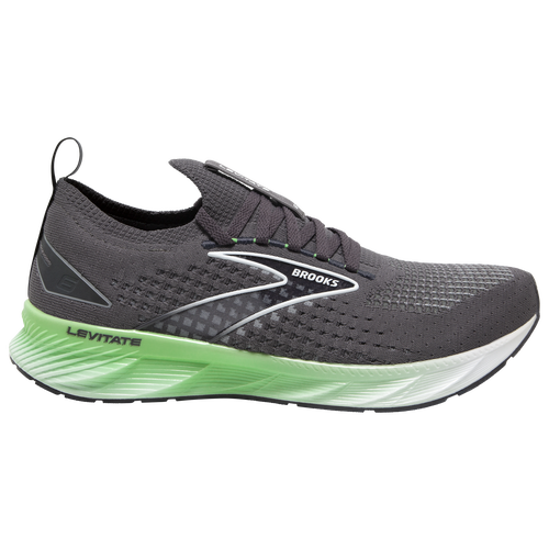 Brooks Mens  Levitate Stealthfit 6 In Blackened Pearl/green/white