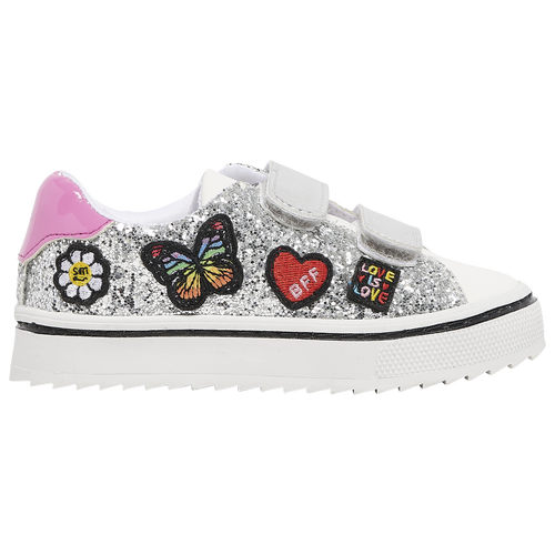 

Girls Steve Madden Steve Madden Stickie Skate Shoes - Girls' Toddler Skate Shoe Silver/Multi Size 11.0