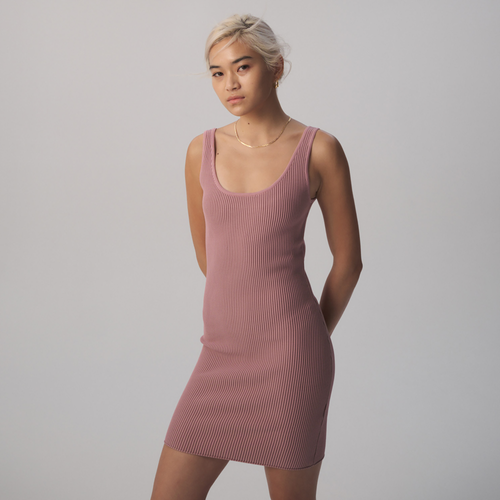 Cozi Womens  Perfect Rib Knit Tank Dress In Subtle Mauve