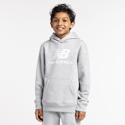 Boys' Grade School - New Balance Classic Fleece Hoodie - Grey Heather/White