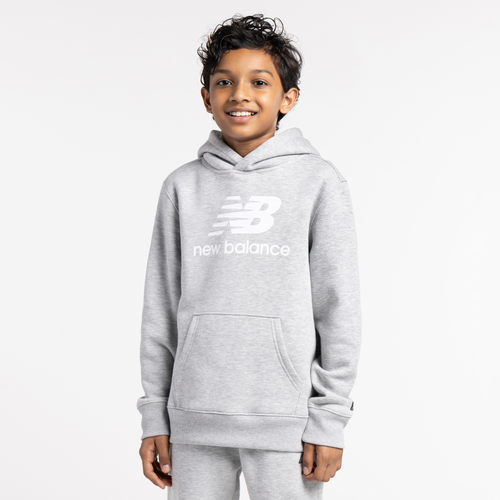 

Boys New Balance New Balance Classic Fleece Hoodie - Boys' Grade School Grey Heather/White Size S