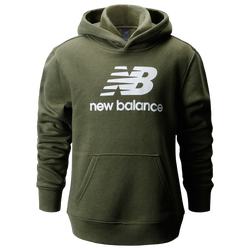 Boys' Grade School - New Balance Classic Fleece Hoodie - White/Dark Olivine