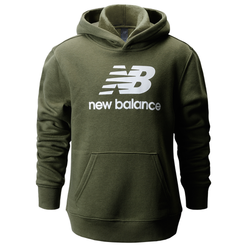 

Boys New Balance New Balance Classic Fleece Hoodie - Boys' Grade School White/Dark Olivine Size M