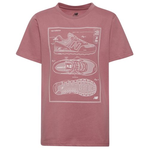 New Balance Boys   Diagram Graphic T-shirt In Rosewood/white