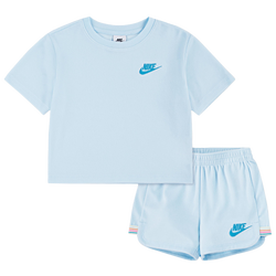 Girls' Preschool - Nike Let's Roll Towel Terry Shorts Set - Glacier Blue/Blue