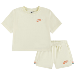 Girls' Preschool - Nike Let's Roll Towel Terry Shorts Set - Coconut Milk/Yellow