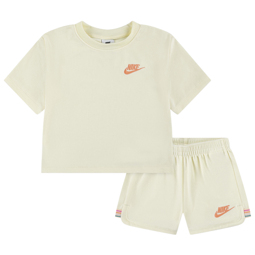 Nike Girls Preschool   Let's Roll Towel Terry Shorts Set In Neutral