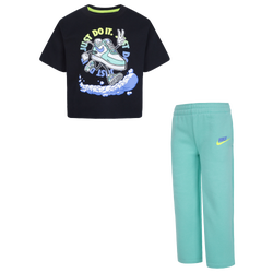 Girls' Preschool - Nike NSW Best Foot Forward Wide Leg Pants Set - Emerald Rise/Emerald Rise