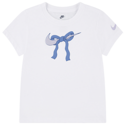 Girls' Preschool - Nike Swoosh Ribbon Short Sleeve T-Shirt - White/Blue