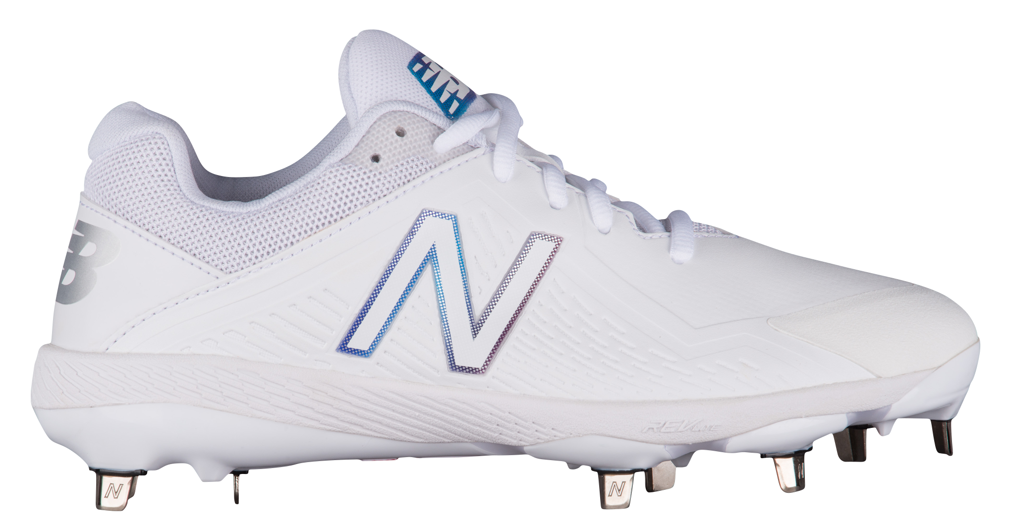 white and gold new balance cleats