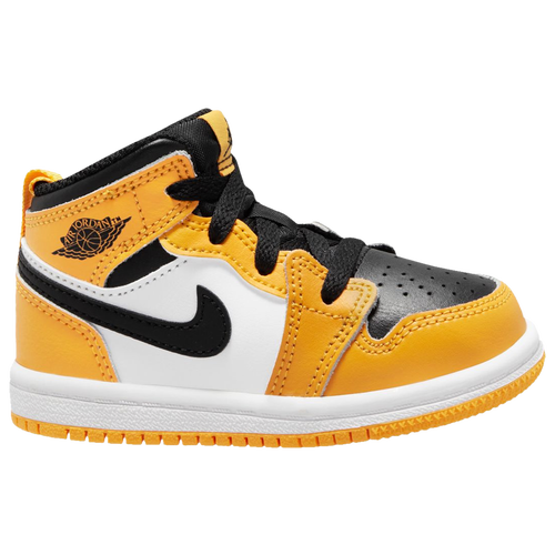 

Boys Jordan Jordan AJ 1 Mid - Boys' Toddler Basketball Shoe White/Taxi/Black Size 04.0