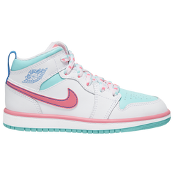 Pre-school - Jordan AJ 1 Mid - White/Digital Pink/Aurora Green