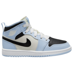 Girls' Preschool - Jordan AJ 1 Mid - White/Black/Blue
