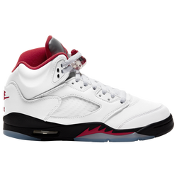 Girls' Grade School - Jordan Retro 5 - True White/Fire Red/Black