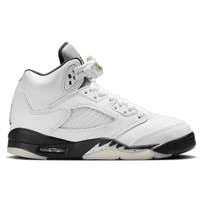 Grade School Jordan Retro 5 - WHITE/BLACK