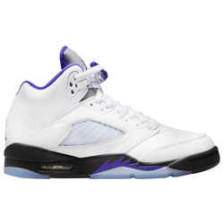 Boys' Grade School - Jordan Retro 5 - White/Purple/Black