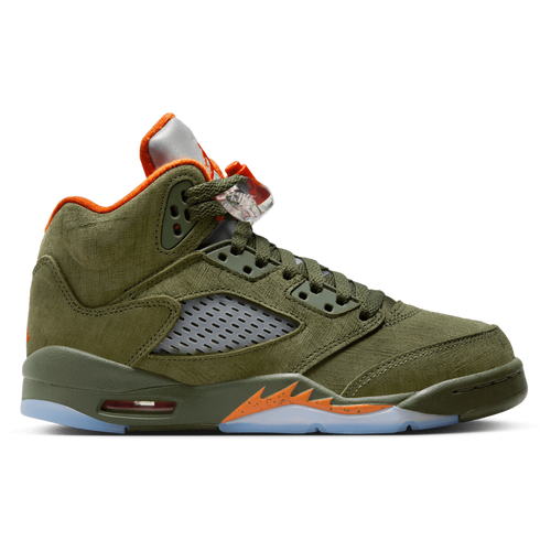 

Boys Jordan Jordan Retro 5 - Boys' Grade School Shoe Solar Orange/Army Olive Size 04.5