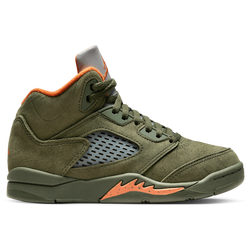 Boys' Preschool - Jordan Retro 5 - Army Olive/Solar Orange