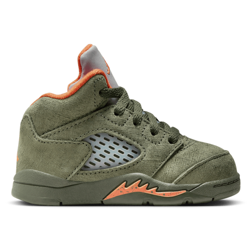 

Boys Jordan Jordan Retro 5 - Boys' Toddler Shoe Army Olive/Solar Orange Size 08.0