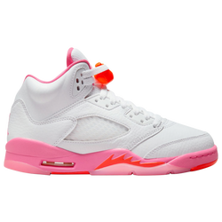 Girls' Grade School - Jordan Retro 5 - White/Pink/Orange