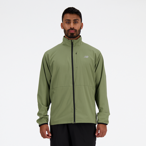 

New Balance Mens New Balance Athletics Stretch Woven Jacket - Mens Olive/Gray Size XL