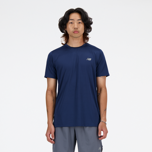 Shop New Balance Mens  Sport Essentials Run Short Sleeve T-shirt In Navy/navy