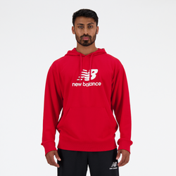 Men's - New Balance French Terry Stacked Logo Pullover Hoodie - White/Red