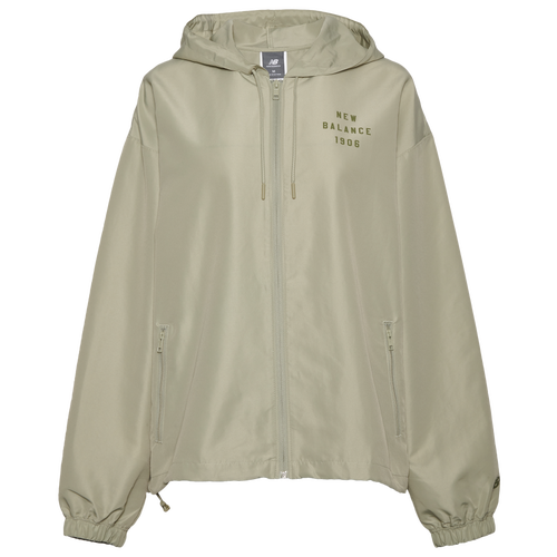 Shop New Balance Womens  Iconic Collegiate Woven Jacket In Olive/olive