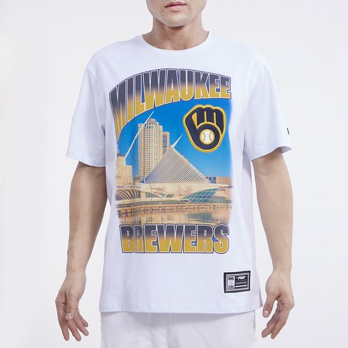 

Pro Standard Mens Pro Standard Brewers Hometown Gradient T-Shirt - Mens White/White Size L