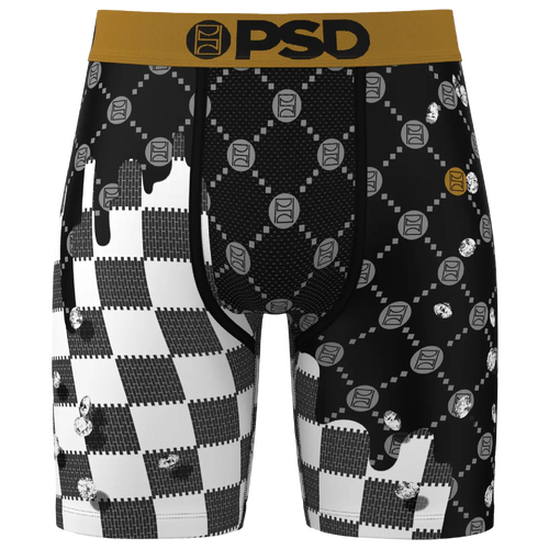 

PSD Mens PSD Check Drip Underwear - Mens Black/White/Gold Size M