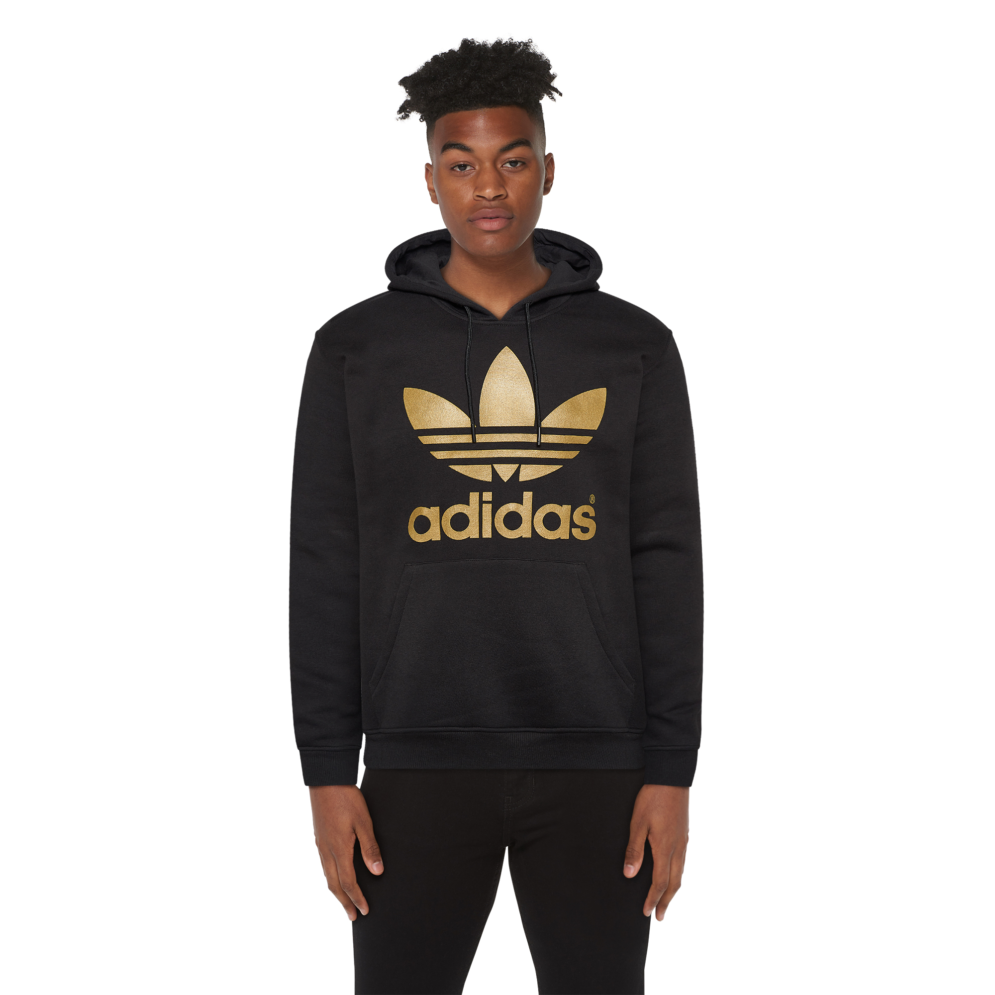 adidas trefoil hoodie black and gold