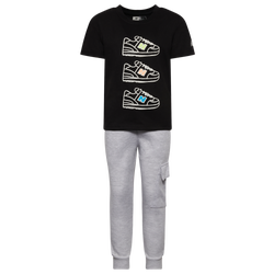 Boys' Preschool - New Balance Graphic T-Shirt Fleece Pants Set - Black/Grey