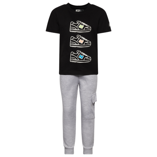 

Boys Preschool New Balance New Balance Graphic T-Shirt Fleece Pants Set - Boys' Preschool Black/Grey Size 7
