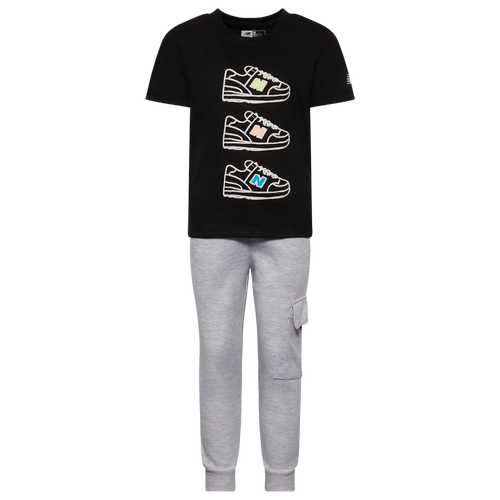 

New Balance Boys New Balance Graphic T-Shirt Fleece Pants Set - Boys' Preschool Black/Grey Size 7