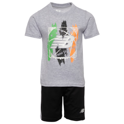 

Boys Preschool New Balance New Balance Graphic T-Shirt/Short Set - Boys' Preschool Grey/Black Size 4
