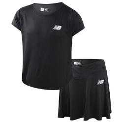 Girls' Preschool - New Balance Rib Top & Skort Set - Black/Black