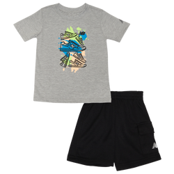 Boys' Toddler - New Balance Graphic T-Shirt Fleece Cargo Short Set - Black/Grey